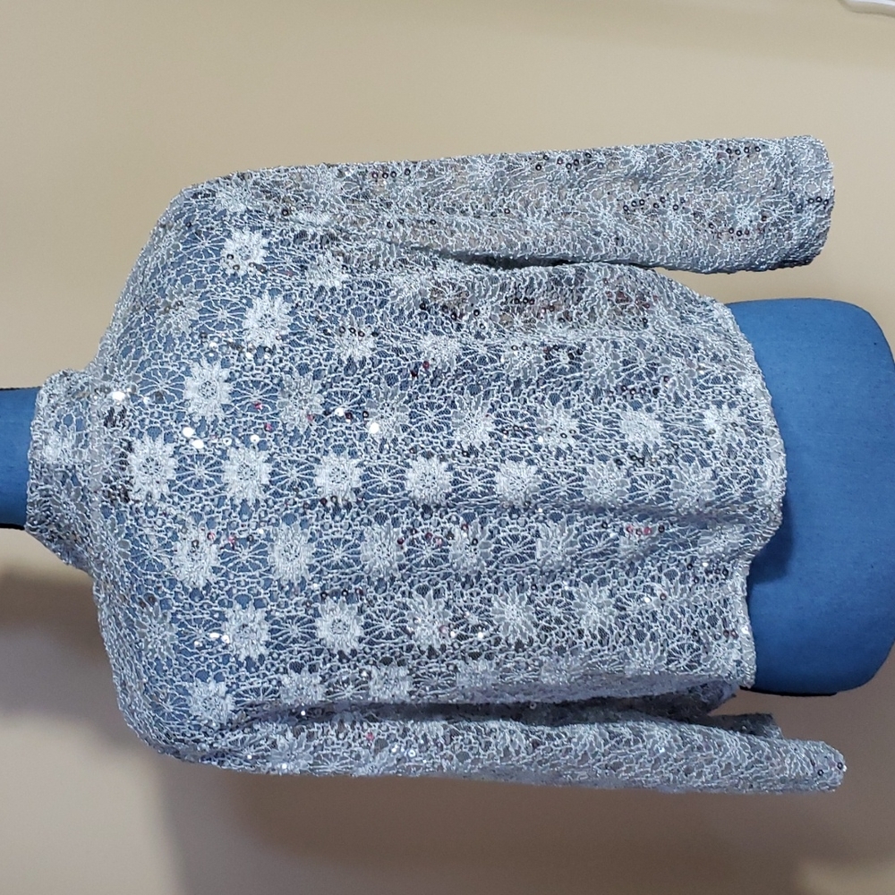 Gorgeous Silver Sequin Open Jacket - image 3